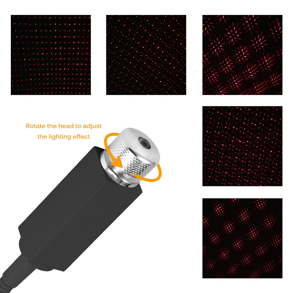 Onever Mini LED Car Roof Star Night Lights Projector Light Interior Ambient Atmosphere Galaxy Lamp Decoration Light USB Plug